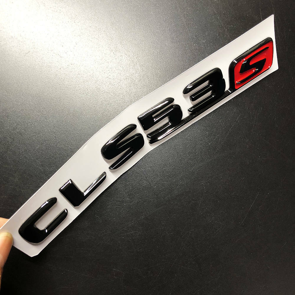 CLS53S Glossy Black Red S Car Rear Trunk Lid Sticker Emblem For Mercedes-Benz