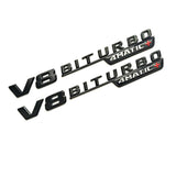 V8 BITURBO 4MATIC+ Gloss Black Fender BADGE For MB AMG C63 E63 G63 GLC63 GLE63