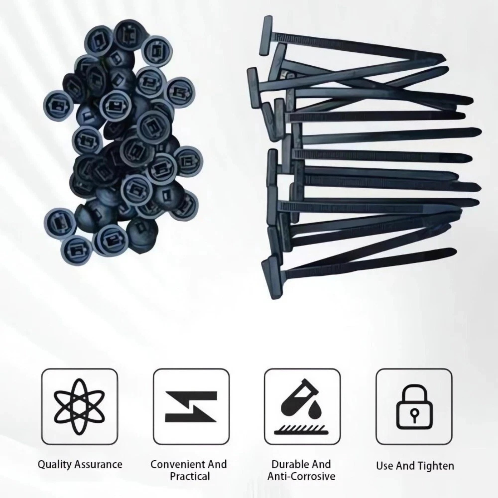 100 PCS Nylon Universal Cable Tie Buckle，Heavy Duty Self-Locking Zip Ties Holder