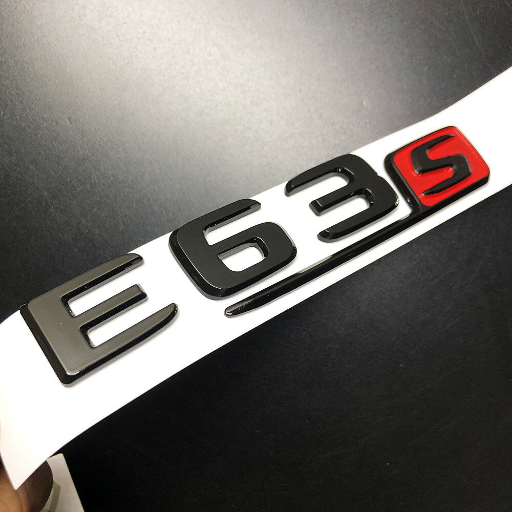 1Set E63S Glossy Black Red S Car Rear Trunk Lid Sticker Emblem For Mercedes-Benz