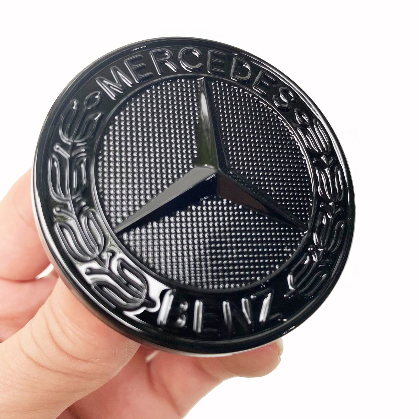 For Mercedes Benz C-class W205 57mm Glossy Black Flat Hood Ornament Badge Emblem