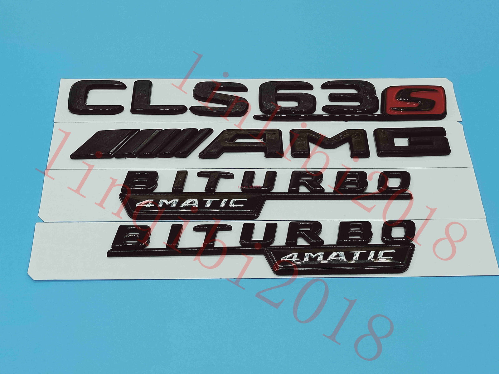 Flat Gloss Black "CLS63s AMG BITURBO" Emblem Badge Sticker for Mercedes Benz CLS