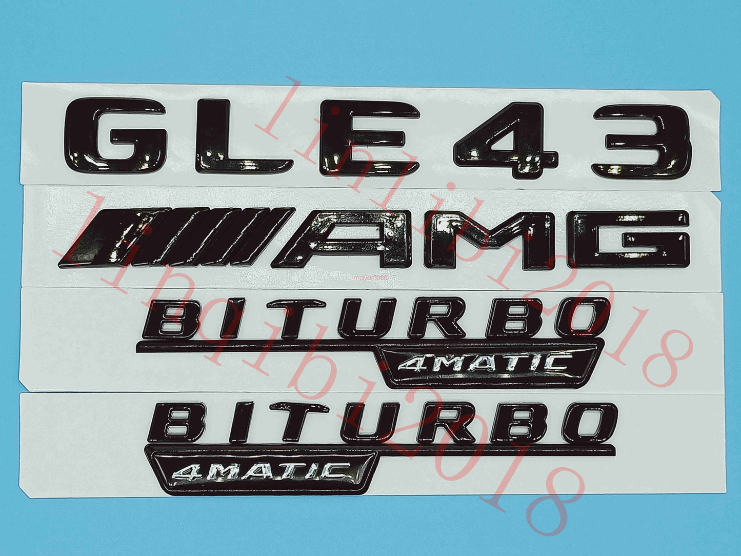 Flat Gloss Black "GLE43 AMG BITURBO" Emblem Badge Sticker for Mercedes Benz GLE