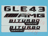 Flat Gloss Black "GLE43 AMG BITURBO" Emblem Badge Sticker for Mercedes Benz GLE
