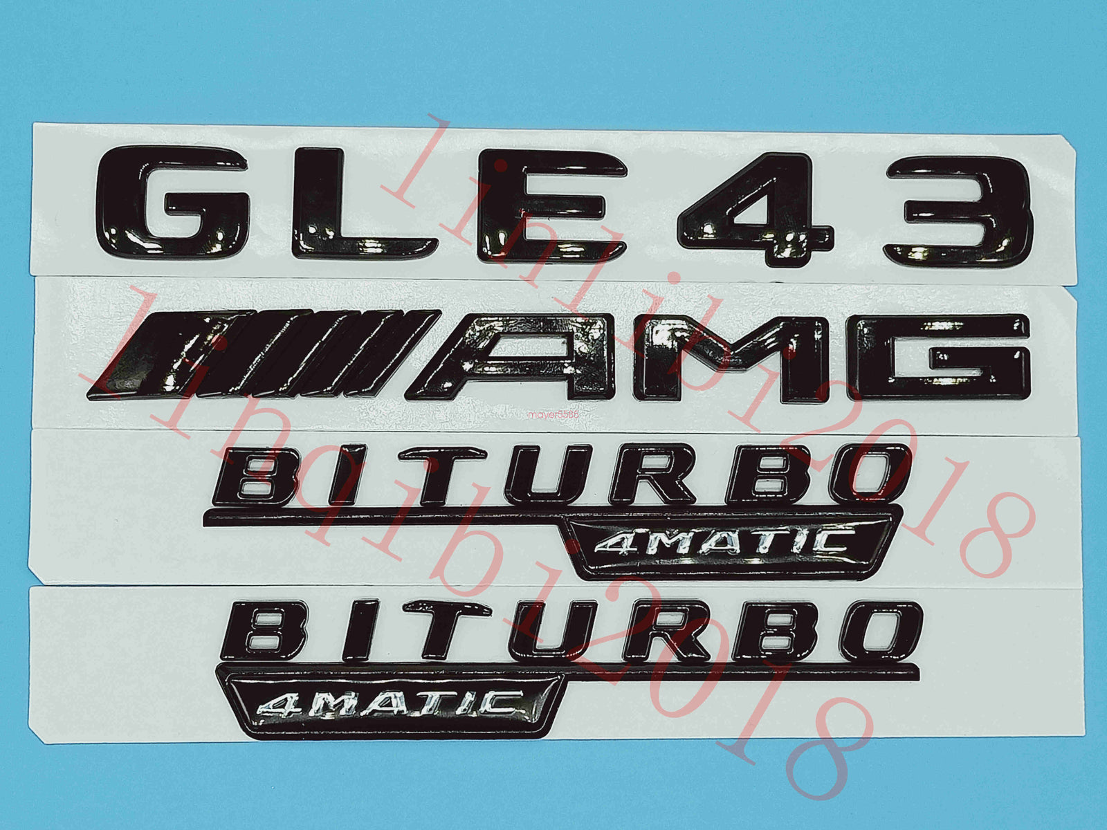 Flat Gloss Black "GLE43 AMG BITURBO" Emblem Badge Sticker for Mercedes Benz GLE