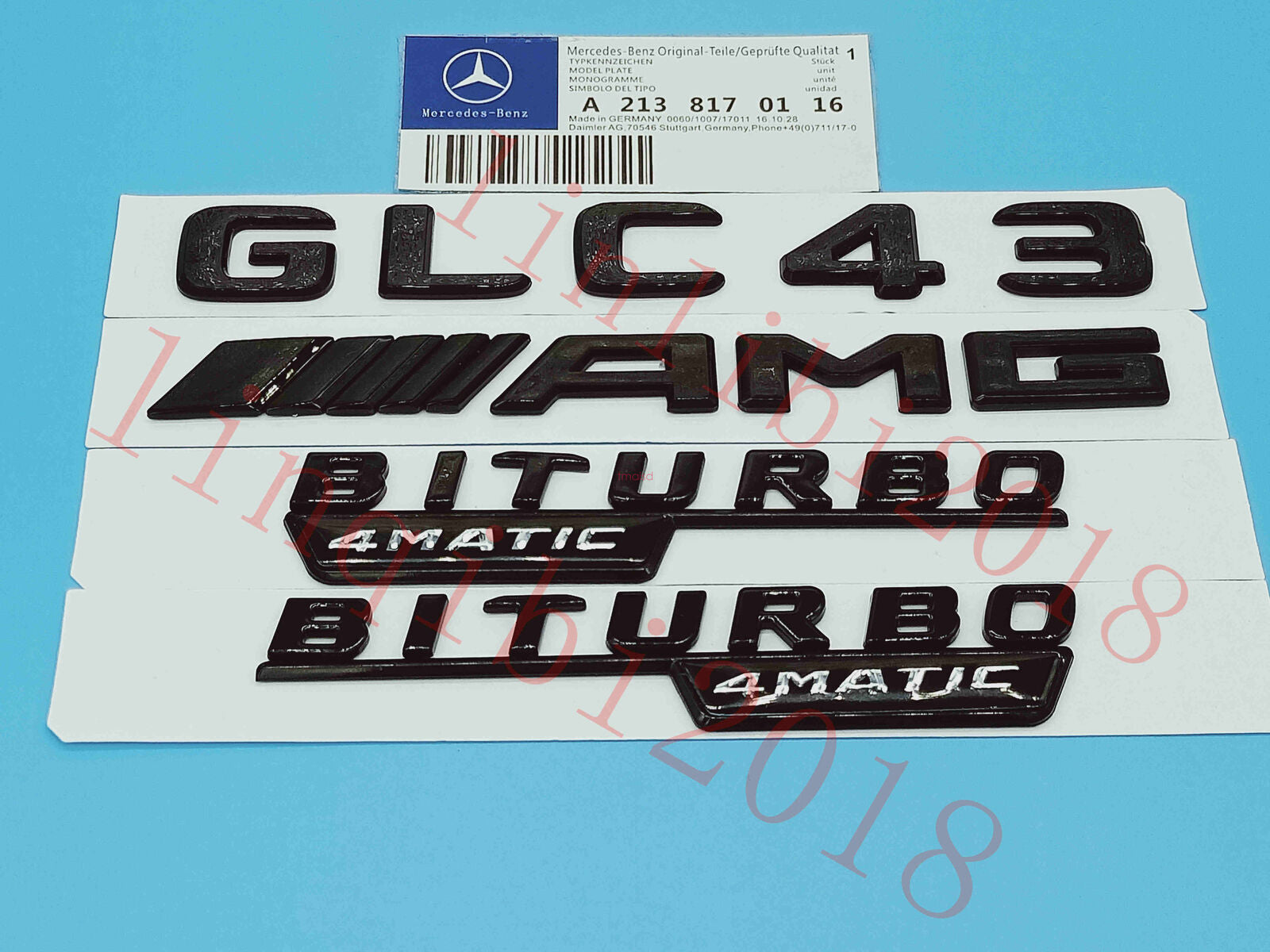 Flat Gloss Black "GLC43 AMG BITURBO" Emblem Badge Sticker for Mercedes GLC