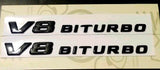 *SALE* 2 x Mercedes V8 BITURBO Plus Fender AMG Emblem GLOSS BLACK E63 C63 G63