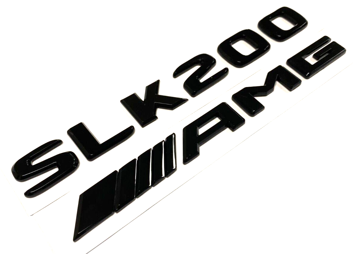 BLACK SLK200+AMG FOR MERCEDES REAR TRUNK EMBLEM BADGE NAMEPLATE DECAL NUMBERS