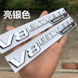 1 pair Chrome V8 Biturbo 4matic+ Emblems Fender Badge Car Truck Decal Sticker