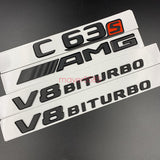 Glossy Black C63s AMG V8 BITURBO Trunk Emblem Badge Sticker For Mercedes Benz