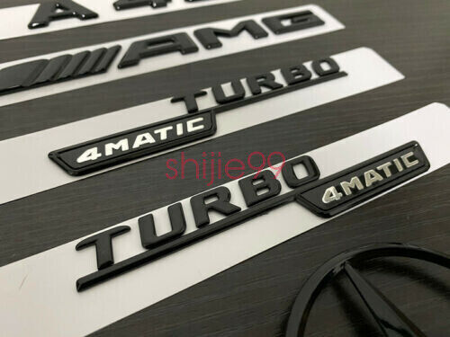 Gloss Black A45 AMG TURBO 4MATIC Rear Star Emblem PACKAGE replacement Badge W176