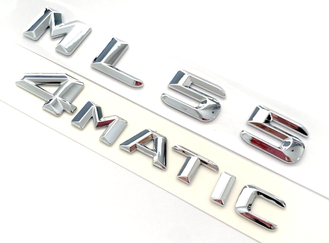 2X CHROME ML55+4MATIC FOR MERCEDES ML550 REAR TRUNK EMBLEM BADGE NAMEPLATE
