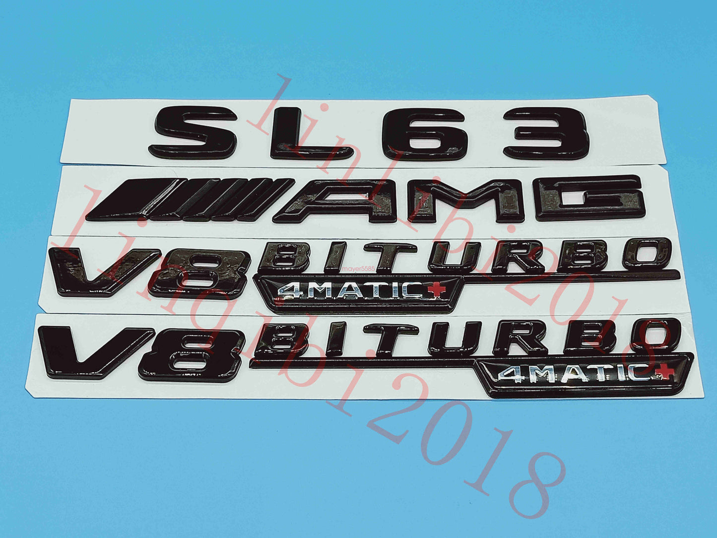 Gloss Black Flat SL63 AMG V8 BITURBO Trunk Embl Badge Sticker for Mercedes Benz