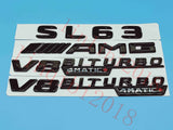 Gloss Black Flat SL63 AMG V8 BITURBO Trunk Embl Badge Sticker for Mercedes Benz