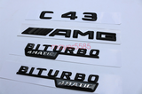 Black C43 + AMG + BITURBO 4 MATIC Trunk Emblem Badge Sticker for Mercedes Benz