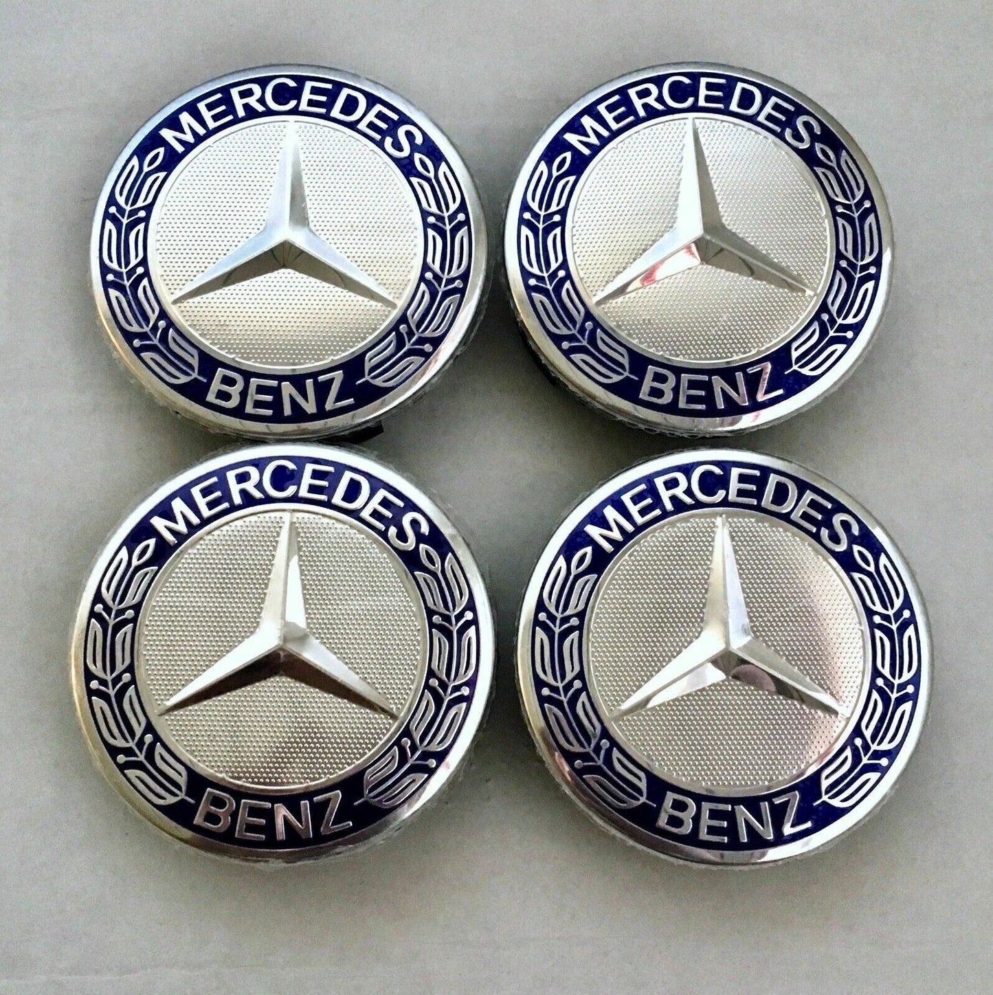 NEW 4pcs For 75MM Classic Dark Blue Wheel Center Hub Caps AMG Wreath
