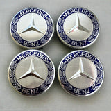 NEW 4pcs For 75MM Classic Dark Blue Wheel Center Hub Caps AMG Wreath
