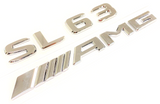 #2 CHROME SL63 + AMG REPLACEMENT FOR MERCEDES REAR TRUNK EMBLEM BADGE DECAL LID