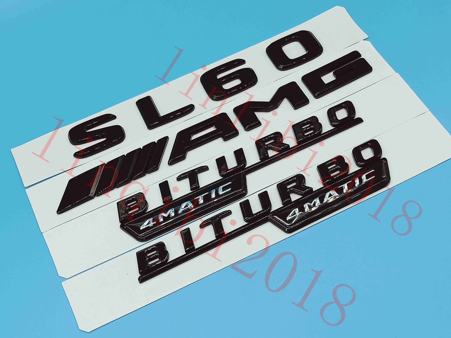 Flat Gloss Black " SL60 AMG BITURBO" Emblem Badge Sticker for Mercedes Benz SL60