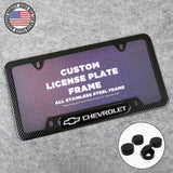 For Chevy Front Rear Carbon Fiber Texture License Plate Frame Cover Holder Gift