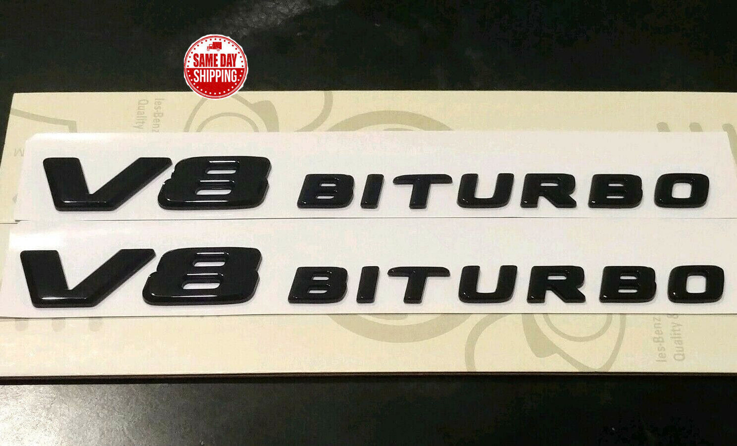 2X Black V8 Biturbo AMG Side Decal Badge For Mercedes-Benz GLS350 GLS63 AMG