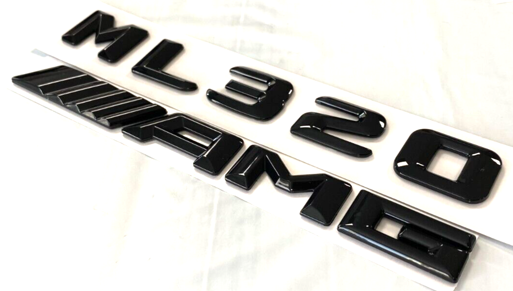2PCS GLOSS BLACK ML320+AMG FOR MERCEDES ML320 REAR TRUNK EMBLEM BADGE NAMEPLATE