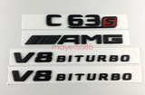C63s AMG V8 BITURBO Trunk Emblem Badge Sticker for Mercedes Benz Matte black