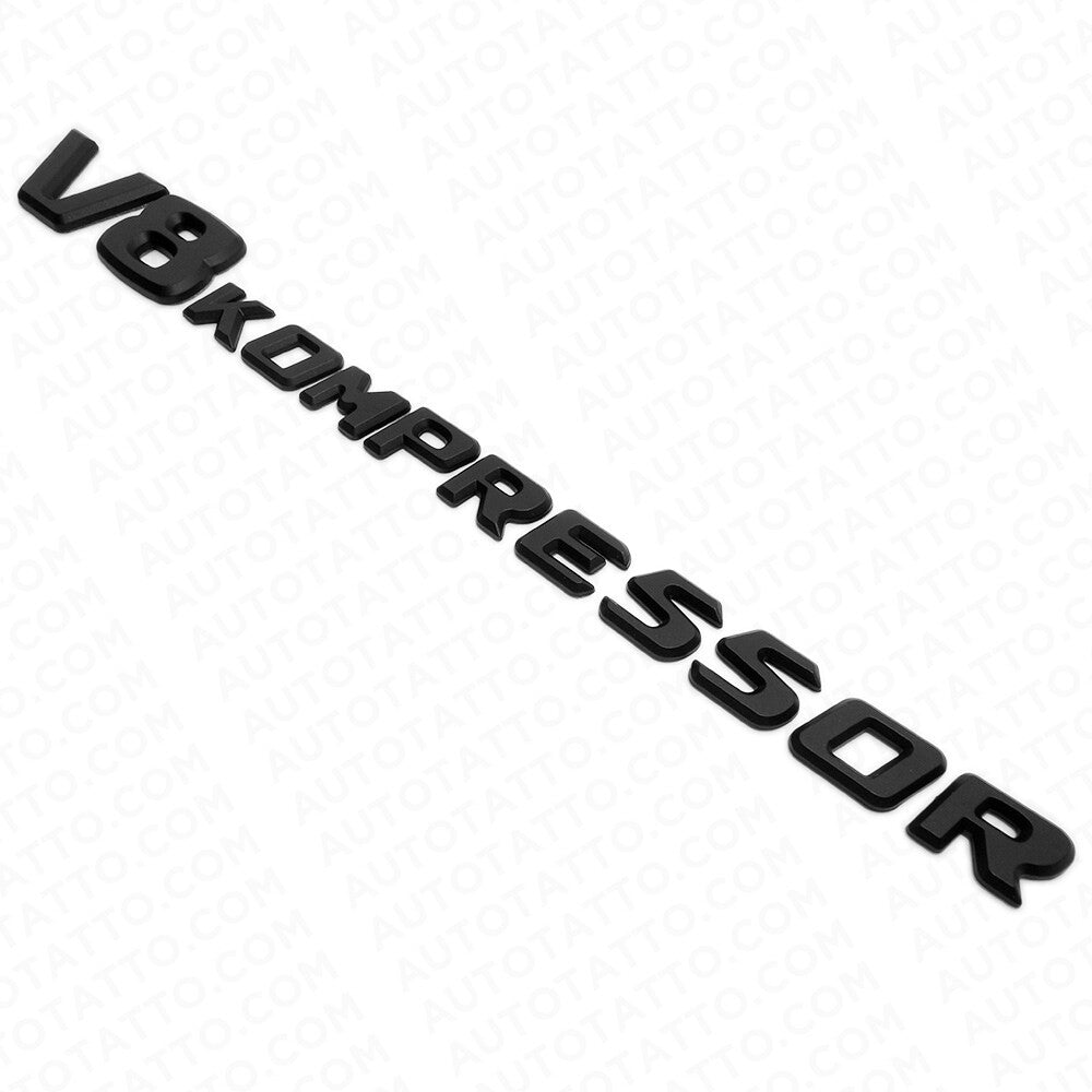 2x Mercedes 03-11 Matte Black V8 Kompressor Side Fender Logo Marker Emblem Badge