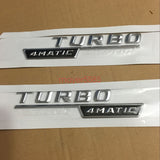 2x TURBO 4 MATIC Chrome Side Decal Badge Sticker for Mercedes-Benz C43 C63 E63