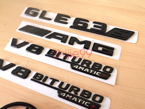 Gloss Black GLE63S AMG V8 BITURBO 4MATIC+ Star Trunk Emblem Badge V167 2019-2023
