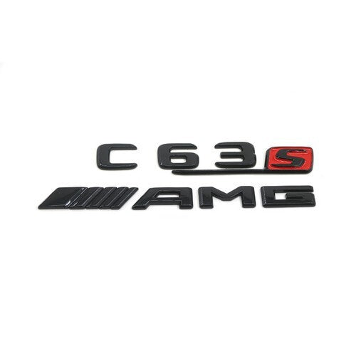 4PCS Gloss Black C63 S AMG V8 BITURBO Emblem Badge Set For Benz W205 C63 AMG