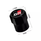 Toyota Compatible with Gazoo Racing GR 4Pcs Tire Valve Stem Caps Anodized - Black
