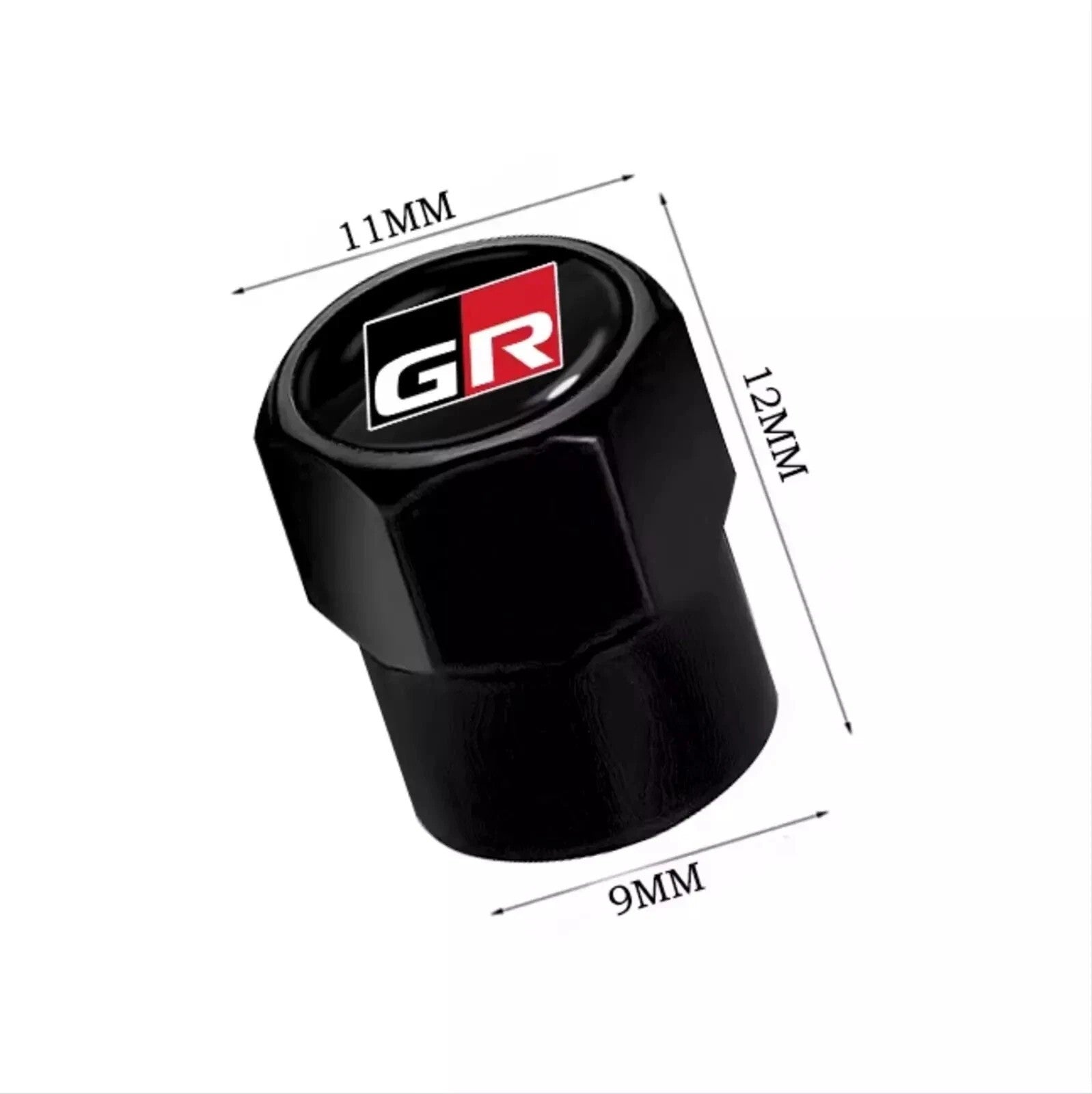 Toyota Compatible with Gazoo Racing GR 4Pcs Tire Valve Stem Caps Anodized - Black