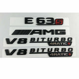 Matte Black Emblems Badges for MB W212 W213 E63s AM-G V8 BITURBO 4MATIC+
