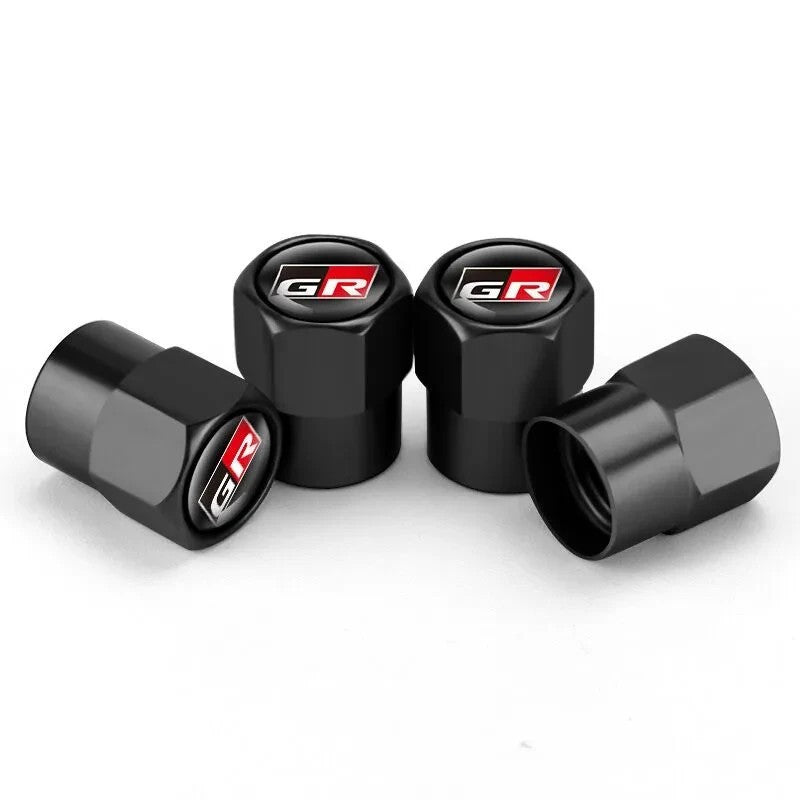 Toyota Compatible with Gazoo Racing GR 4Pcs Tire Valve Stem Caps Anodized - Black