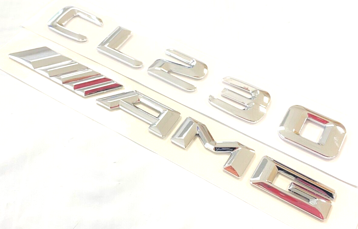 2X CL230+AMG CHROME FOR MERCEDES REAR TRUNK EMBLEM BADGE NAMEPLATE DECAL NUMBERS