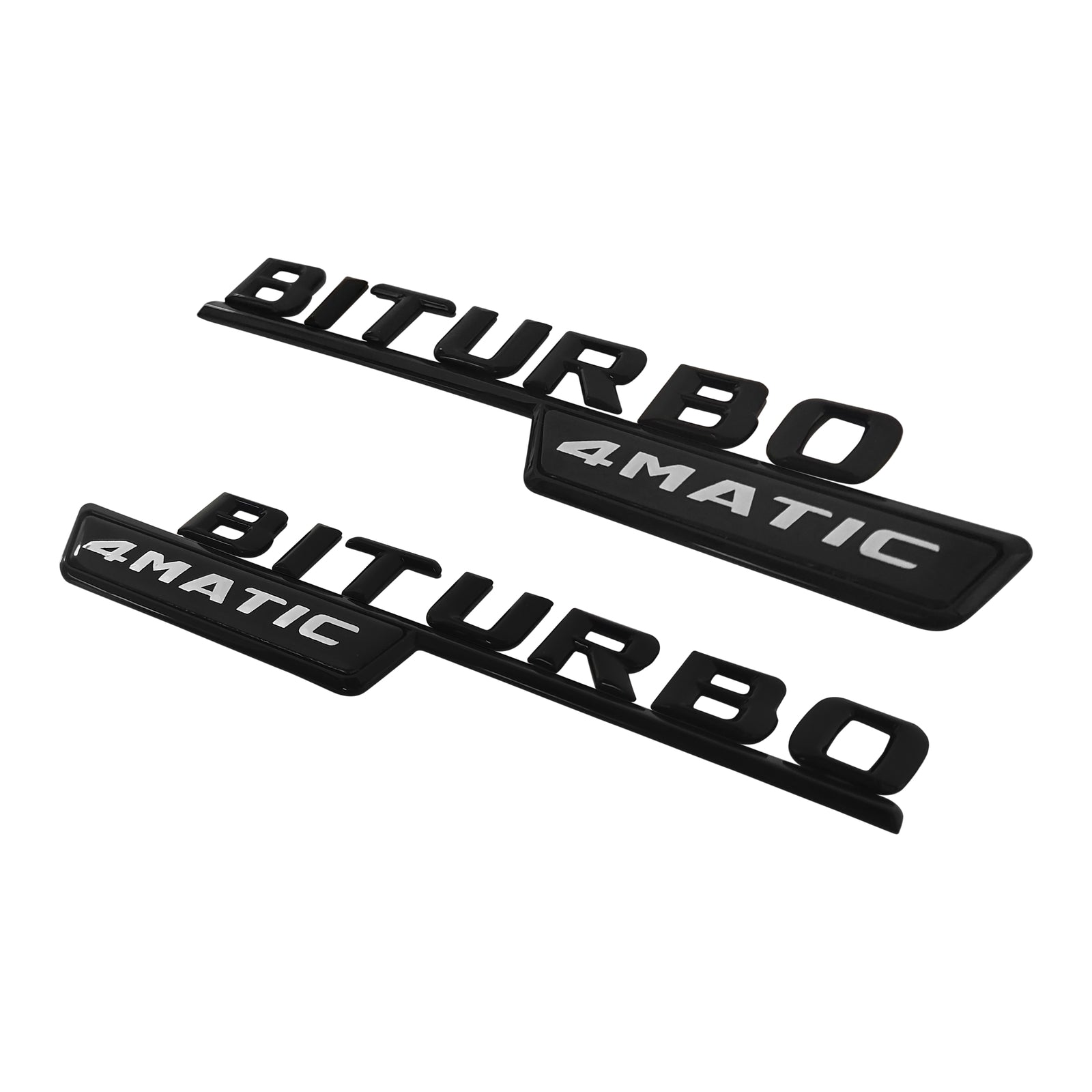 For AMG BiTurbo 4Matic C63 E43 2017+ Side Fender Door Emblem Gloss Black Badge