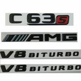 Gloss Black C63s AMG V8 BITURBO Trunk Badges Emblems for Mercedes Benz W205