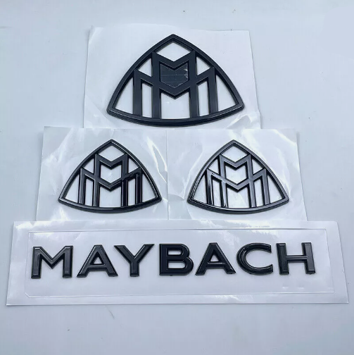 Gloss Black Maybach set Fender Side Rear Trunk Emblems Badge For Mercedes Benz