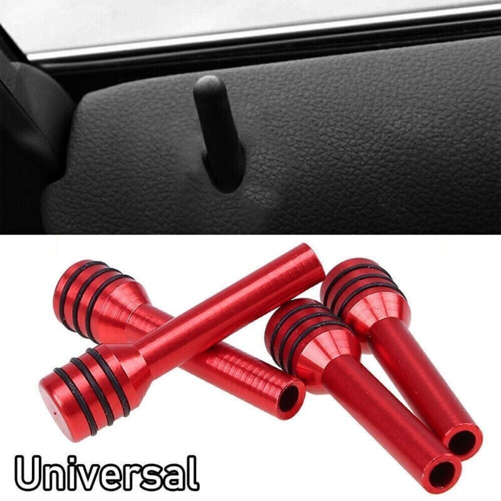 4pcs Red Car Interior Accessories Aluminum Door Lock Stick Knob Pull Pins Cover