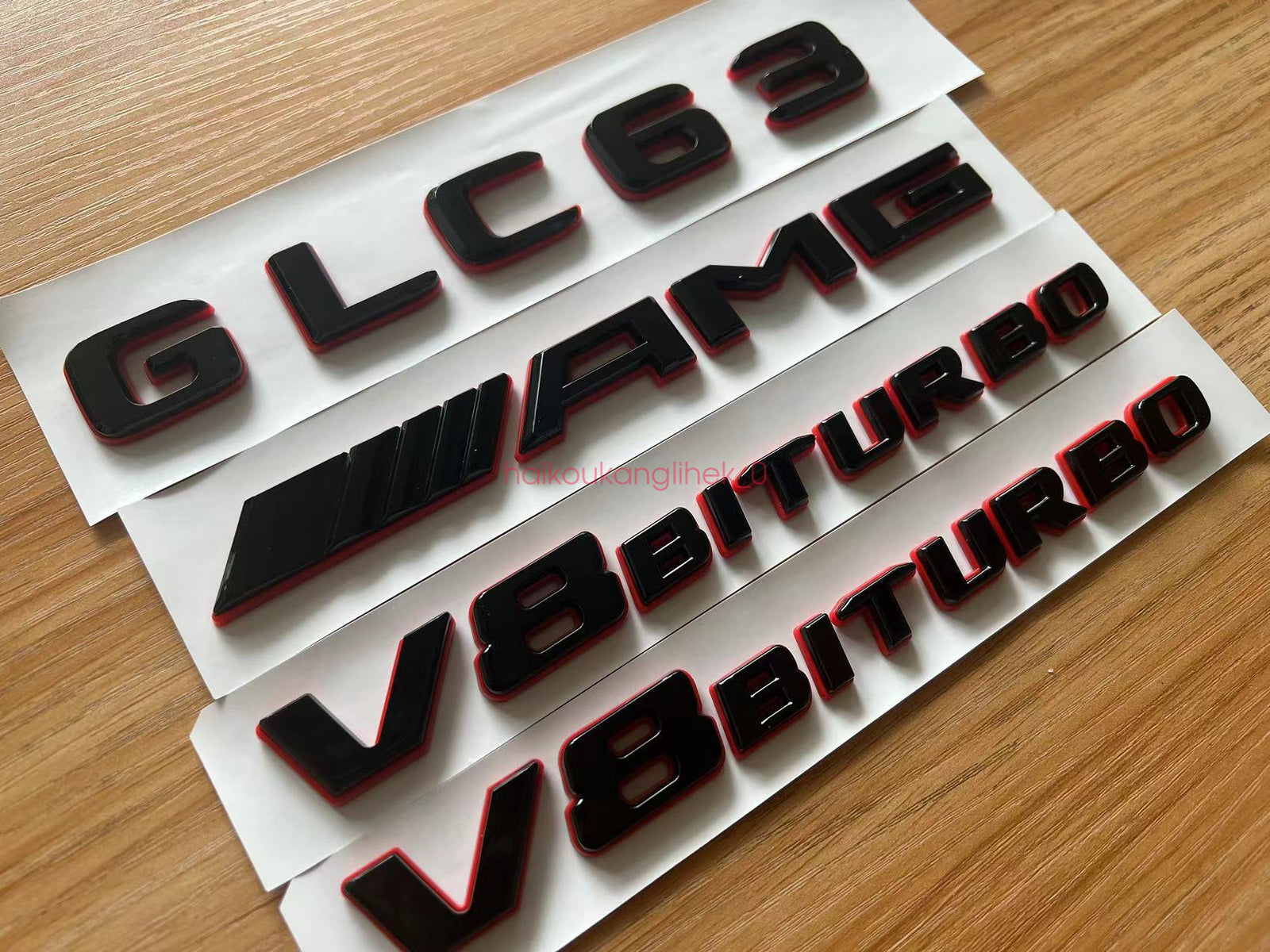 Black RED GLC63 AMG V8 BITURBO Emblem Badge Sticker Set For Mercedes GLC63