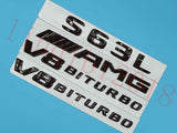 Gloss Black Flat S63L AMG+ V8 BITURBO Trunk Embl Badge Sticker for Mercedes Benz