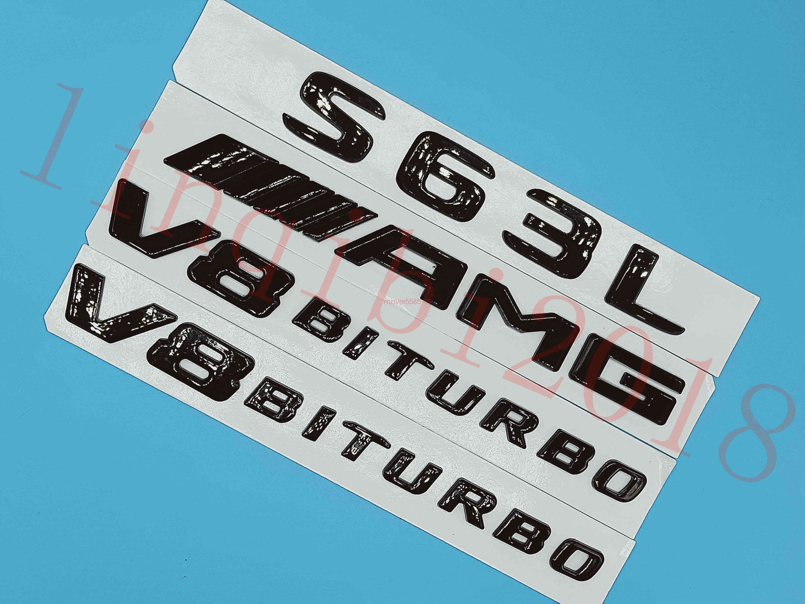 Gloss Black Flat S63L AMG+ V8 BITURBO Trunk Embl Badge Sticker for Mercedes Benz
