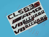 Gloss Black CLS63s AMG V8 BITURBO Trunk Embl Badge Sticker for Mercedes Benz