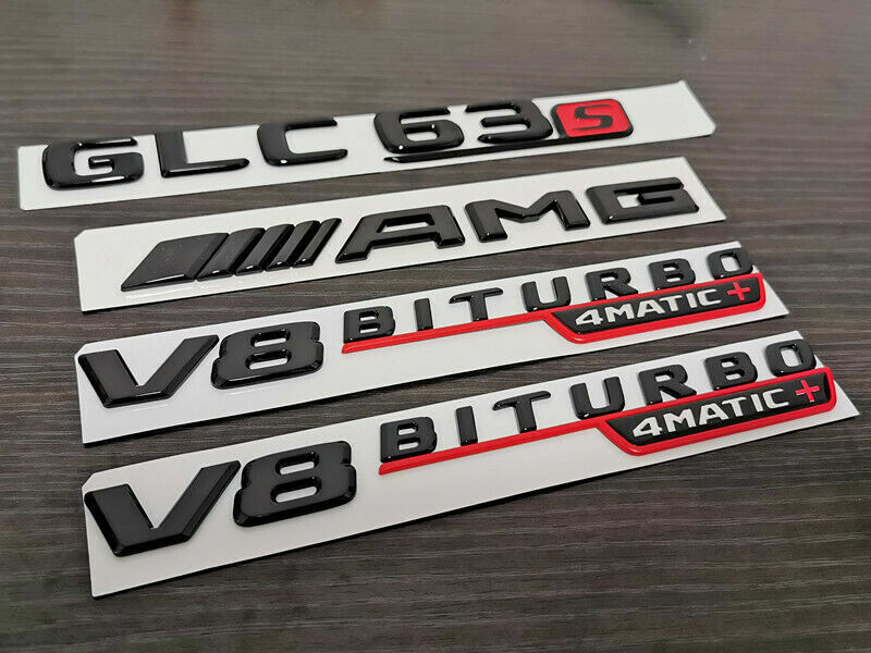 Gloss Black GLC63S GLC63 AMG Biturbo 4matic+ emblem badge For Mercedes GLC