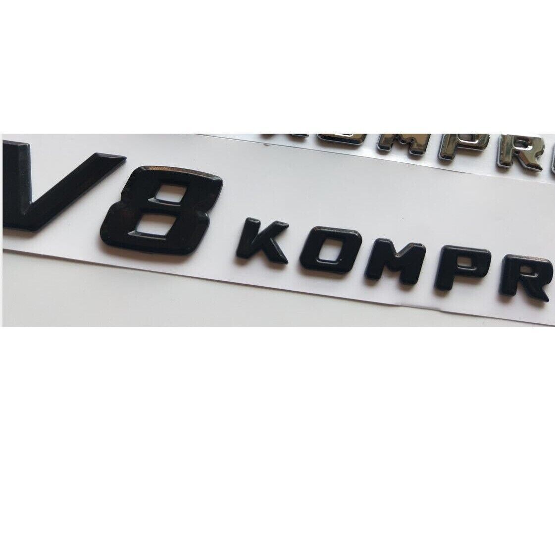 2 x Gloss Black Letters V8 KOMPRESSOR Emblem Badge Emblems for Mercedes Benz AMG