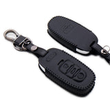 Black Audi Car Remote Leather Key Fob Case Holder Protect Cover Decoration Gift
