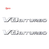 2pcs V8 BITURBO Chrome Fender Side Emblem Badge for C63 E63 G63 S63 GLE63 W205