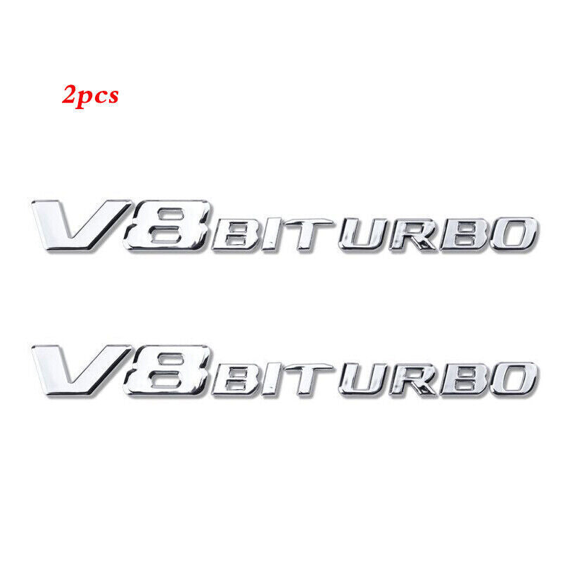 2pcs V8 BITURBO Chrome Fender Side Emblem Badge for C63 E63 G63 S63 GLE63 W205