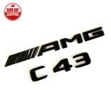 C43 AMG Glossy Black Red Car Rear Trunk Lid Sticker Emblem For Mercedes-Benz